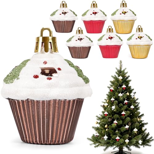 6 Stück Christbaumschmuck Cupcake Törtchen Set - Lustig Nachtisch...