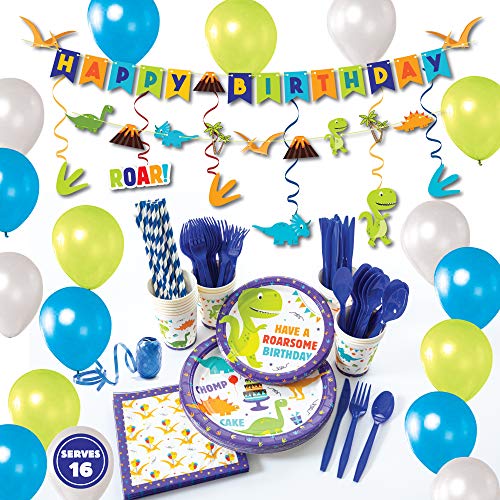 Whoobli Dinosaur Party Supplies (Serves 16), All-in-One Complete Dinosaur Birthday Party Supplies