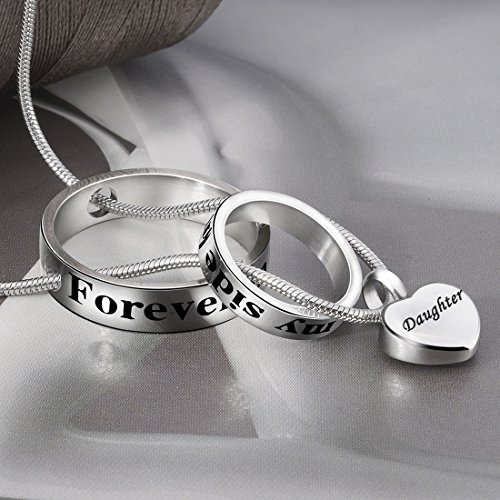 Cremation Jewelry No Longer by My Side, Forever in My Heart Carved Locket Cremation Urn Memorial Necklace Keepsake Urn Pendant for Dad (Daughter) - Thumbnail 2