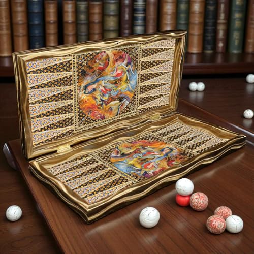 Juego de Backgammon de madera hecha a mano de 19 pulgadas miniatura 2