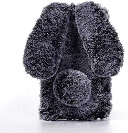 for Samsung Galaxy Note 8 (2017) Case,Shinetop Bling Diamond Soft Warm Fluffy Rex Rabbit Fur Case Cover Winter Handmade Bunny Hair Plush with Crystal Bowknot Protective Case