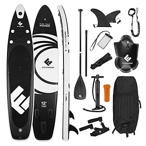 FitEngine Stand-Up-Paddle-Board Set Completo | Allrounder Trip Sup Incl. Soporte para cámara de acción, Bolsa Seca Inflable, Funda Impermeable para teléfono móvil | 365 cm Allrounder (12')