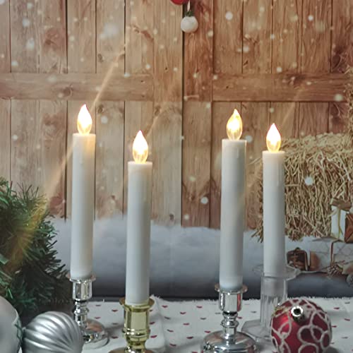 Image of CANDLE CHOICE Flameless Taper Candles with Remote Timer 6 inch Tall Flicking Fake Battery Operated Electric LED Candlesticks for Candelabra Wedding Christmas Window Decorations Table Centerpieces 6 PCS