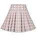 Girls Skirt Set T-Shirt Beige Grid Check Plaid Pleated School Casual Size 9-10