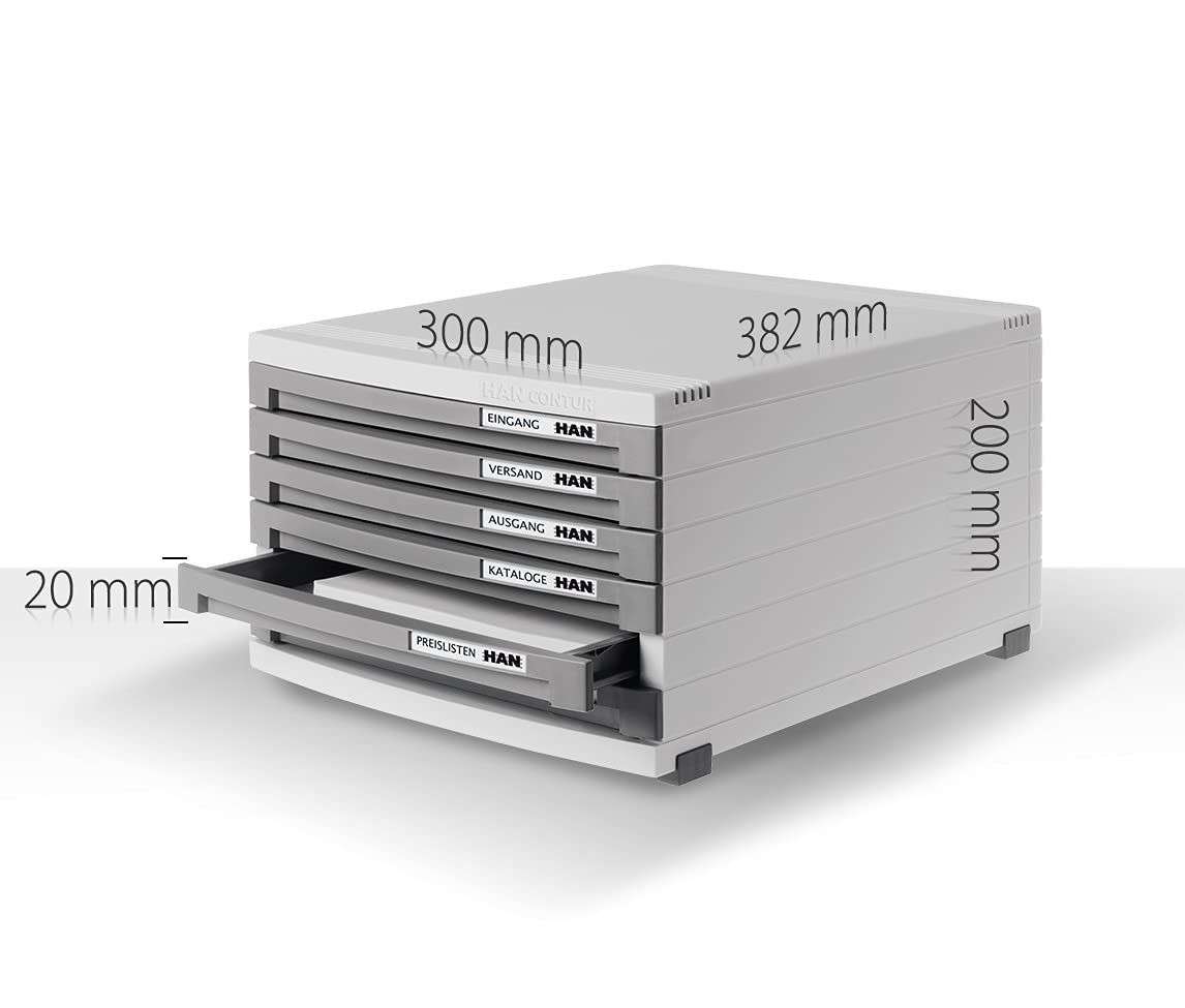 Module Tiroirs HAN CONTUR - 10 Tiroirs Fermés - Classement Modulaire Format B4 - Gris
