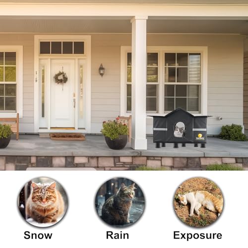 Texsens casinha para gatos ao ar livre - abrigo para gatos grande à prova de intempéries para fora c