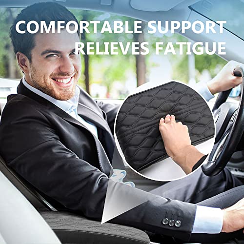 Fiopet Universal Leather Car Armrest Box Pad, 2023 New Universal Car Center Console Cover Pad Leather Auto Armrest Cover, Universal Arm Rest Cushion Pads for SUV Truck Vehicle (Black, Wave Pattern) - Thumbnail 3