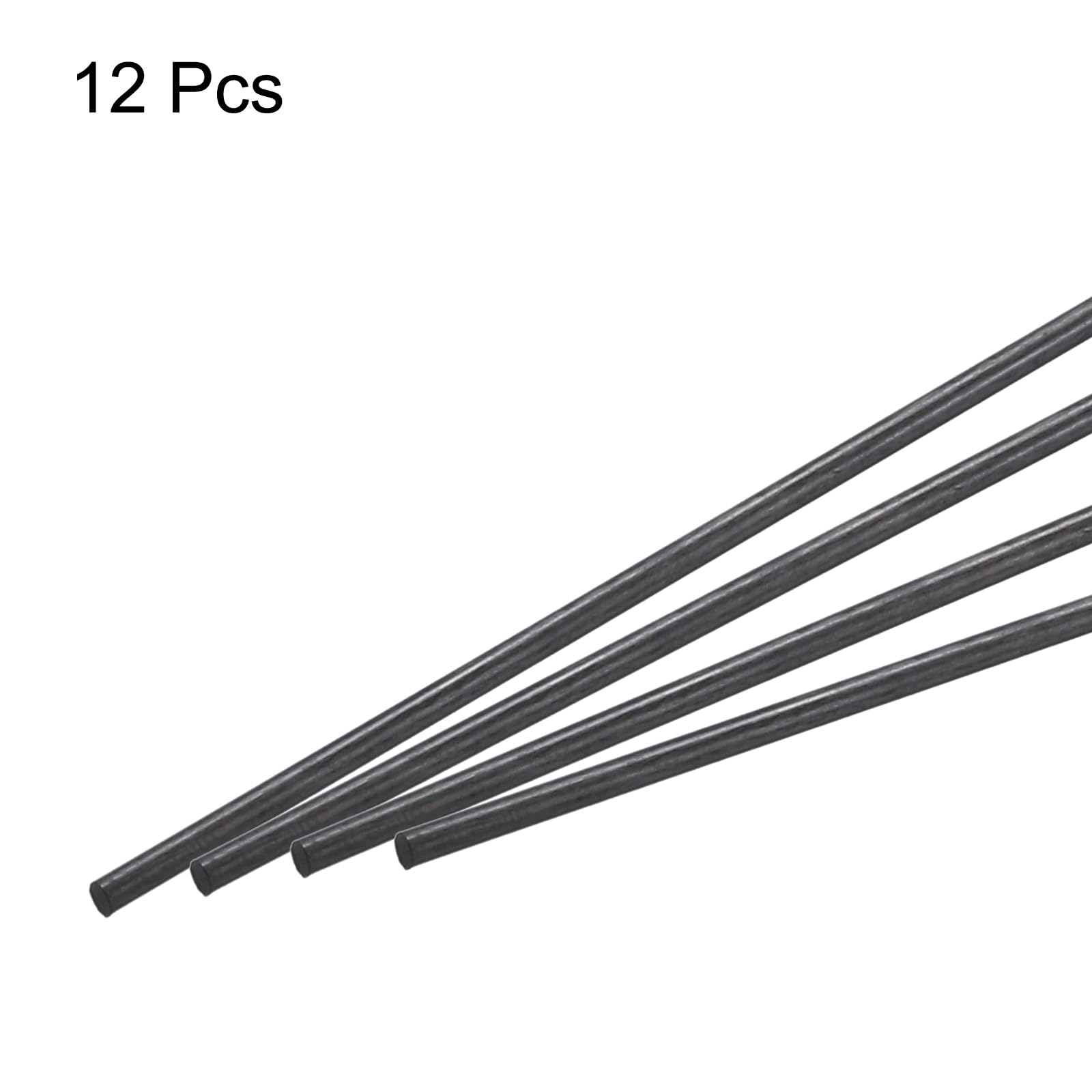 QUARKZMAN Barre en Fibre de Carbone, Tige de Carbone de 2,5 mm x 300 mm pour avion RC, Bricolage, Cerf-Volant, Tube d'Aile de Quadricoptère, Réparation de Bras, Lot de 12