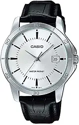 Casio MTP-V004L-7A Relógio masculino analógico padrão de aço inoxidável com mostrador prateado