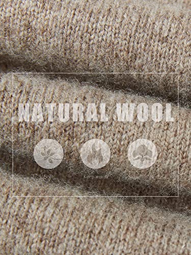 Liny Xin Women's Turtleneck 100% Merino Wool Fall Winter Warm Soft Long Sleeve Knitted Pullover Sweater Jumper Tops (Tan,S) #TOP3