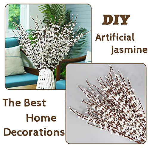 Artificial Long Jasmine 29.5" White 12Pcs Artificial Flowers Fake Plant Christmas Diy Faux Flower Of Wedding Yard Decor Chinese New Year Restaurant Hotel Closet Living Room Office Party Decoration. #TOP5
