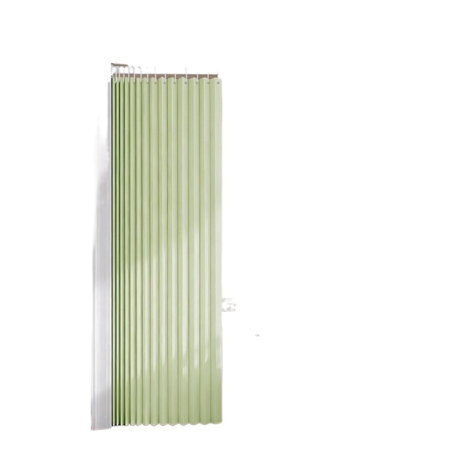 WEQYFDC Blackout Door Curtains Folding Accordion Pleated Curtain, Thickened Room Partition Door, Living(Green,100x200cm)