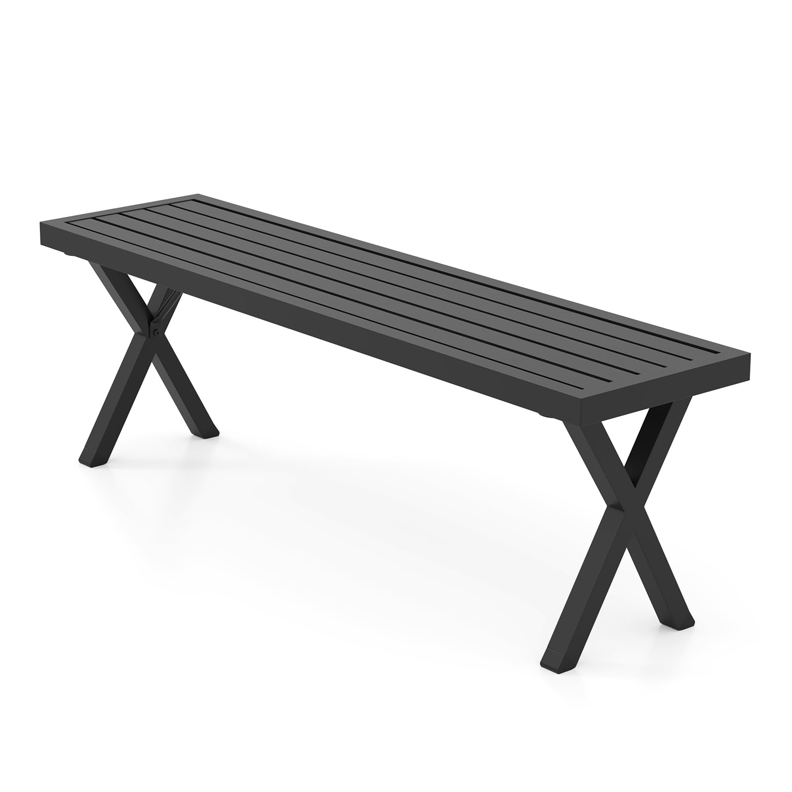 KOMFOTTEU Panchina da Esterno in Metallo 2 Posti Resistente alle Intemperie | Panca da Giardino comoda per Veranda, Cortile, Prato, con Capacità 360 kg, 138 x 36 x 46 cm, Nero