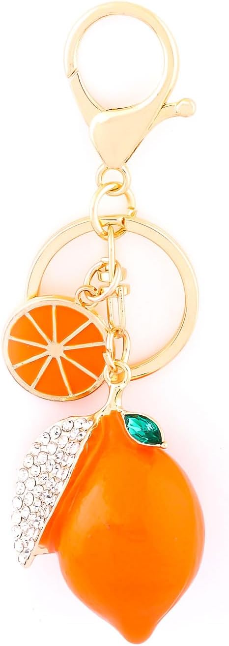 Fruit Bag Charm Keychain - Gold Key Chain, Cute Purse Handbags Accessories - Beautiful Gift for Women