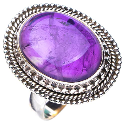 Bague améthyste naturelle argent 925 contre le ternissement bague fait main 57