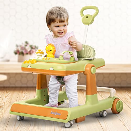 Image of Baybee Baby Walker for Kids with Height Adjustable & Tray, Activity Walker for Baby with Musical Toy Bar (Zeni Green)