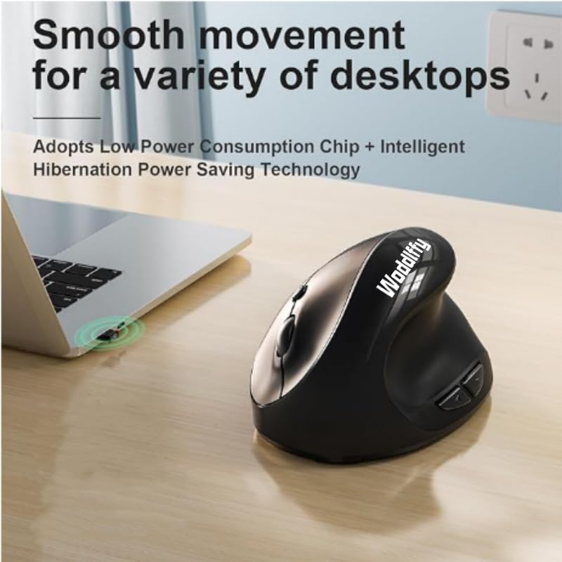 Woddiffy Ergonomic Mouse, Vertical Wireless Mouse,Battery Powered Black - image 3