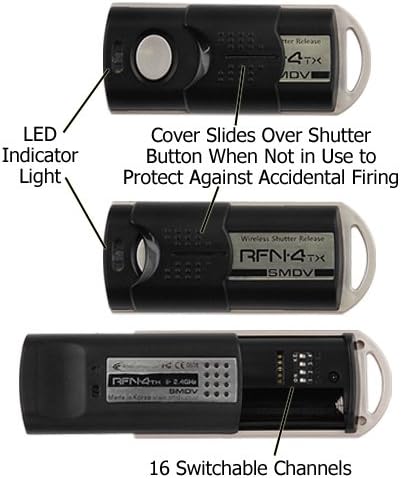 SMDV RFN-4s Slim Wireless Remote Shutter Cable Release, Transmitter, and Receiver Kit for Nikon Camera for Nikon D800, D800e, D4, D3, D2, D1, D300, D300s, and D200 (Replaces Nikon Cable MC-30)