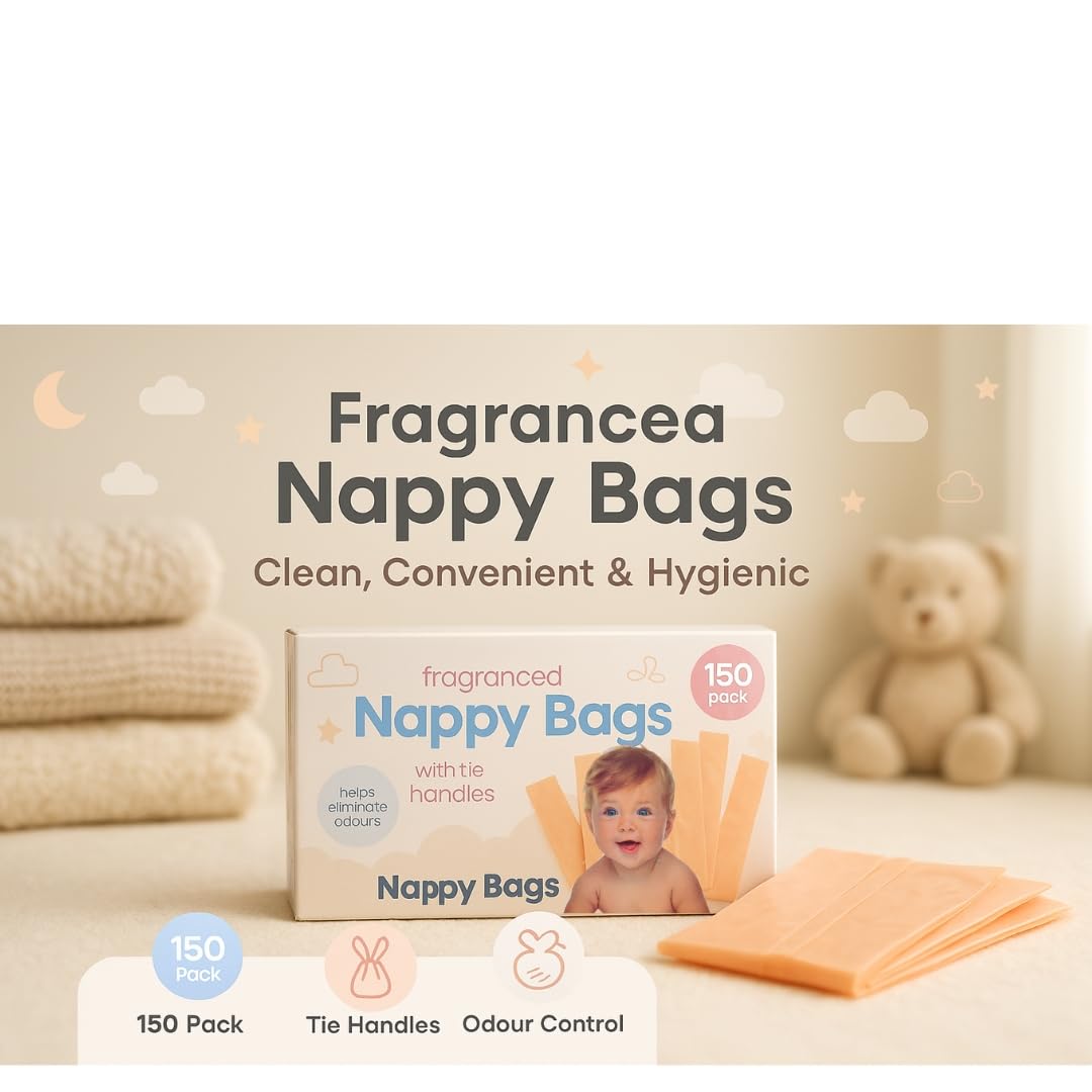 300 PACK Fragranced Nappy Bags 1 with Tie Handles (2 X 150 PACK), 150 count (Pack of 2) - Image 2
