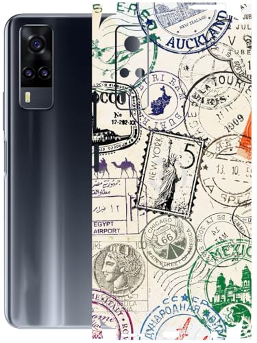 Image of AtOdds - Full Body Back Screen Guard Protector Film - Lamination Wrap Skin Sticker Compatible with VIVO Y31 | Scratchproof Matte Finish (Stamps)
