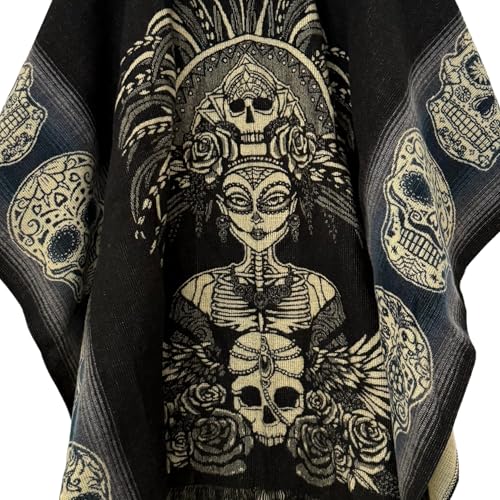 Image of Gamboa Mexican Poncho for Men - Alpaca Wool