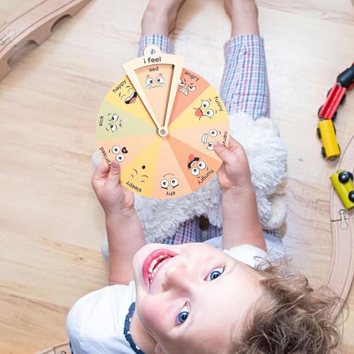 Tabla de sentimientos de madera con dial giratorio interactivo para el aula 6