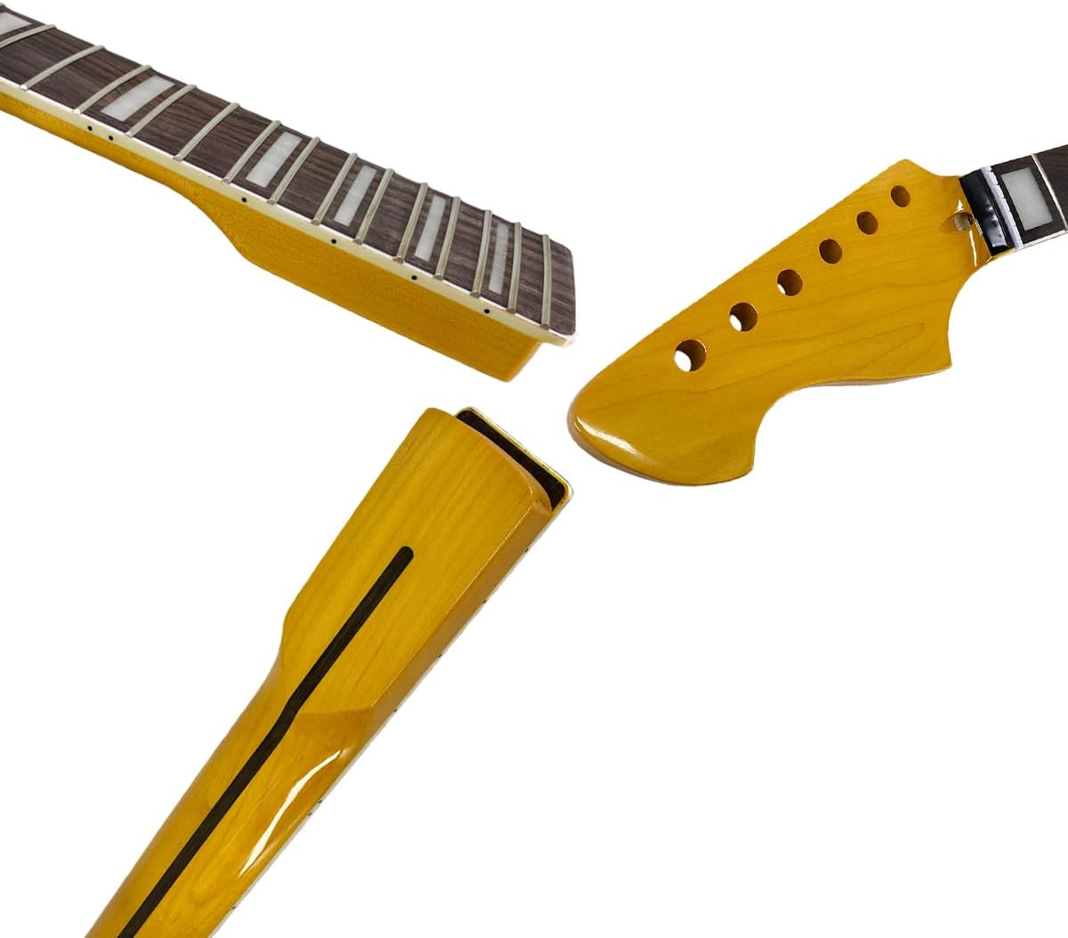 Left Hand 22 Fret Electric Guitar Neck 25.5 inch Scale Maple Neck with Rosewood Fretboard and Block Inlay Bolt-On Construction, DIY Replacement Neck for Guitar Builds and Upgrades