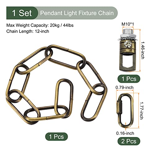 Image of YOKIVE 1 Set Pendant Light Fixture Chain, 4mm Thick Chandelier Hanging Link with Connector Hooks Ring, Great for Ceiling Lights, Lamps (Bronze, 12-Inch)