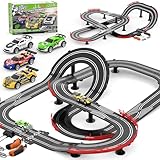 2 in 1 Slot Car Race Track Sets with 4 Slot Cars, 1:43 Electric Car Track for Boys,...