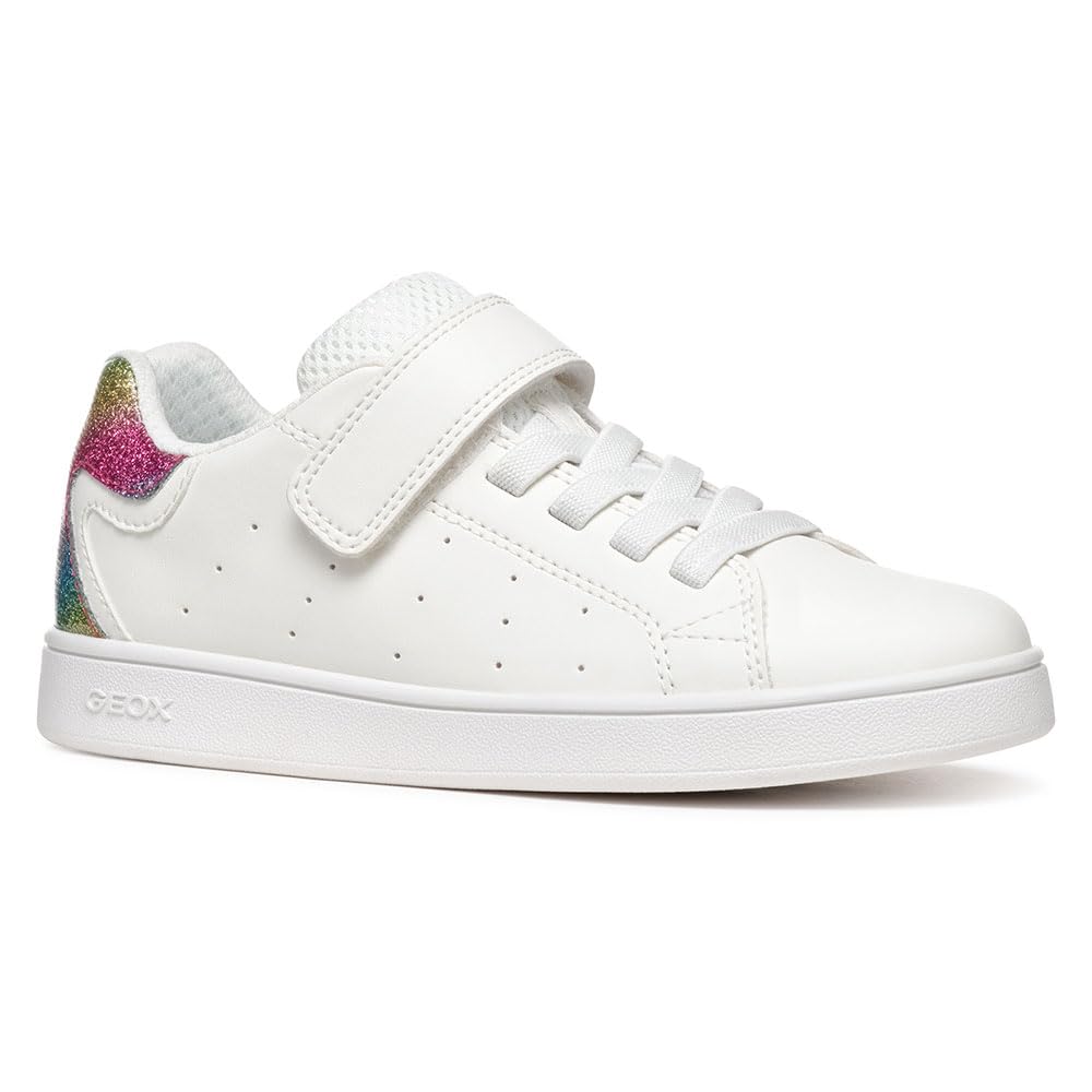 Geox J ECLYPER Girl A Sneaker, White/Multicolor, 13 UK