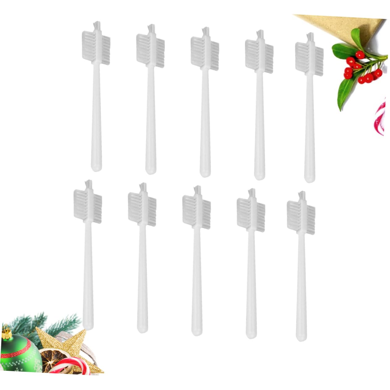 OHPHCALL 10Pcs Triple Sided Cleaning Brush for Juicer and Soymilk Machines Plastic Handle Long Reach Design Flexible Bristles for Efficient Kitchen Cleaning White