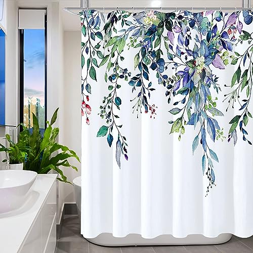 Image of LLSCL Purple Droop Leaves Fabric Shower Curtain Liner with Magnets, Tire Pattern Waterproof Hotel Quality, 72 x 72 Machine Washable