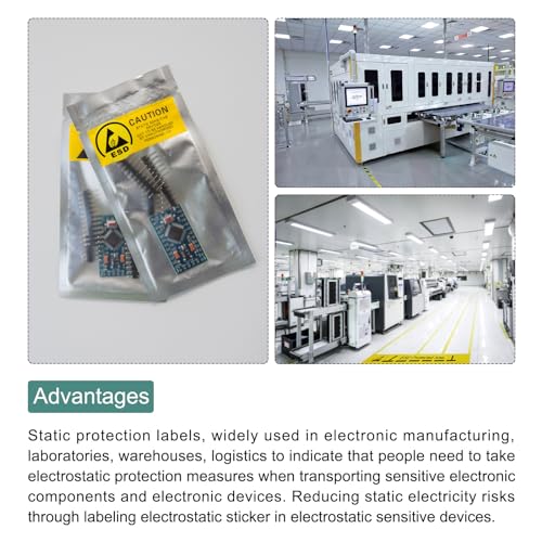 Image of MECCANIXITY 100pcs ESD Labels Static Caution Warning Stickers Label for Electronic Sensitive Devices, 4.5cm