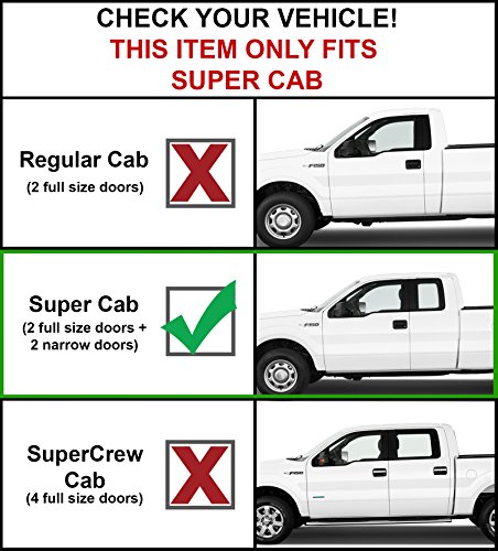 Galaxy Auto 5'' Oval Curved For 2015-21 Ford F150 & 2017-21 F250/F350 Super Cab - Side Steps Nerf Bars Running Boards (Black) #TOP4