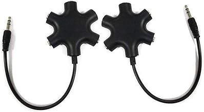 Headphone Audio Splitter 5 Ways Adaptor 3.5mm Audio Stereo Splitter Cable Male to 5 Port 3.5mm Female for Earphone and Headset Adapter for iPhone Samsung LG Smartphones (2, Black)