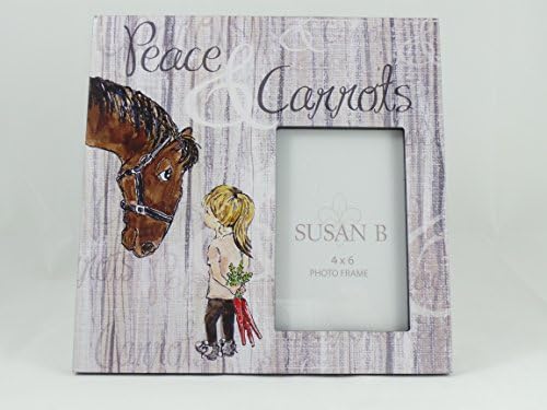 Perfect Gift for the Horse Lover. Peace & Carrots Photo Frame Holds a 4x6 Picture the Peace & Carrots Horse Frame By Susan B Has the Appearance of a Water Color Painting