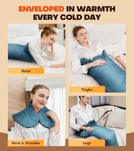 Image of Graphene-Infused Heating Pad with 3X Deeper Back Relief, 30% Heavier Weighted Heating Pad for Neck and Shoulders and Back, 25 inchx35 inch Large Electric Heated Pads, Surprise for Mom Women Christmas Birthday