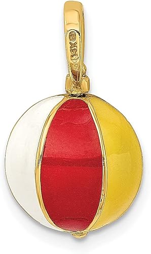Miniatura 4 de IceCarats Colgante de collar de bola de playa multicolor de oro amarillo de 14 quilates