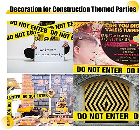 Daucin DO NOT ENTER Tape, Yellow Warning Tape Self-adhesive Barricade Safety Tapes with Bold Black Font Text, Maximum Readability for Halloween Decorations Workplace Danger Areas - 25 M x 4.8 CM