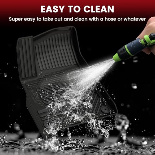 Image of LASFIT Floor Mats for Rivian R1T 2022-2024, Front & Rear, Custom Laser Fit | Premium TPE Liners, Raised Edge Design, Full Edge Coverage Car Mat, Refined Interior Protection, Easy to Wash