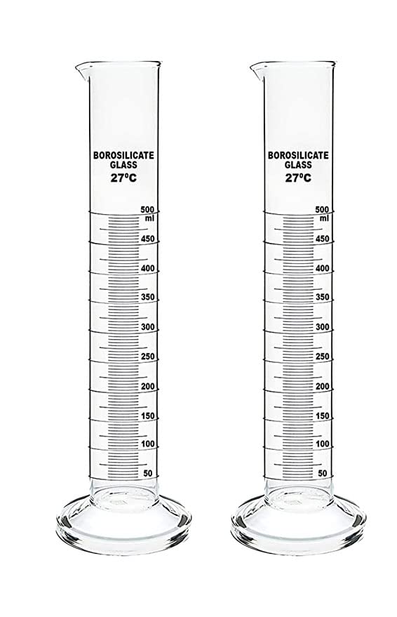Octa Borosilicate 3.3 Glass Measuring Cylinder with Graduation Marks for Measuring of Liquids 500 ml (Pack of 2) Transparent-image-18