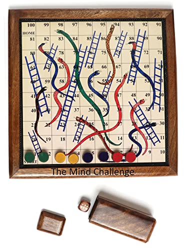 Image of Handmade Magnetic Wooden Classic Snakes And Ladders Travel Board Game, Big Kid
