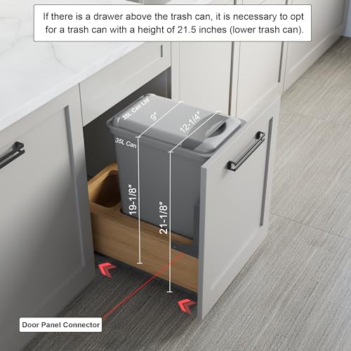 Image of Dowell Single 35Qt Undermount Trash Pull-Out Waste Container with Full Extension Soft-Close Slides, Bottom Mounted, Face Frame /Frameless Min. Cabinet Opening: 12-1 /2 Inch Wide-4008 0115 35