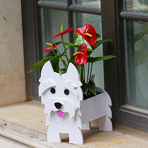 Gochoi Small Westie Gifts Dog Planter,PVC Animal Plant Pots Outdoor Indoor Garden Planters for Succulent,Cute Rectangular Plant Flower Pots Decor S Westie - Image 2