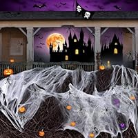 ChunRun Halloween Spider Web Decoration, 60g Stretchable Cobweb with 30 Fake Spiders for Indoor Outdoor Porch & Yard Parties Haunted House Halloween Decor