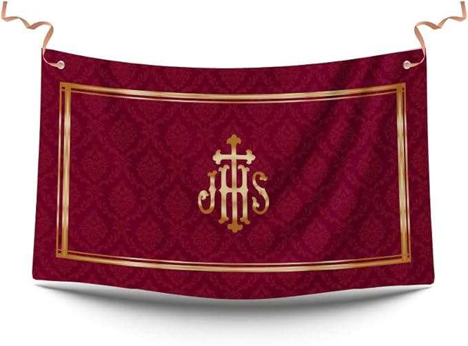 Balconeras de Terciopelo para Decoración de Semana Santa con Motivos Religiosos JHS