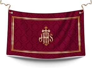 Easter decoration for balconies in Velvet religious hangings JHS (65x95 or 140x95 cm.) (140x95 cm.)