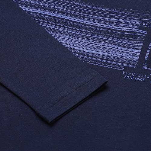 Image of Van Heusen Men Athleisure Regular Fit T-Shirt - Cotton Rich - Crew Neck, Long Sleeve, Printed
