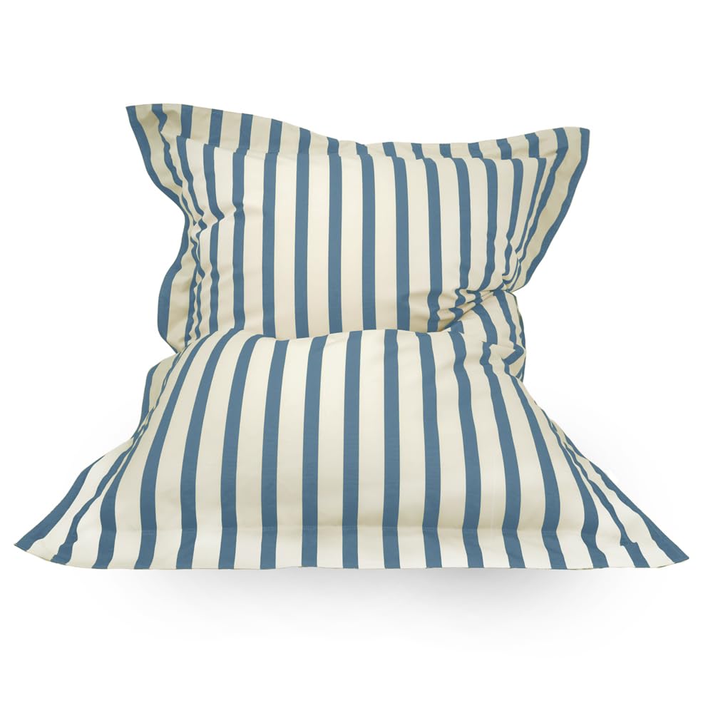 rucomfy Beanbags Indoor/Outdoor Striped Squarbie Adult Beanbag. Pre Filled Floor Cushion, Armchair or Lounger. Water & UV Resistant (Giant, Seafoam Blue)