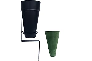 Cemetery Flower Vase with Stake, Grave Vase with Floral Foam for Easy Flower Arrangement, Black